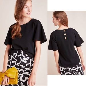Anthropologie Black Button-Back Top